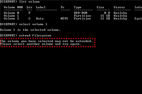 The Volume You Have Selected May Not Be Extended in Server 2003