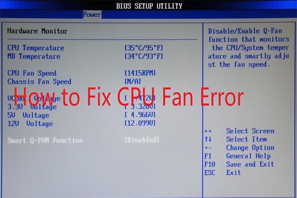 Resolve the CPU FAN ERROR PRESS F1 TO Run Setup prompt on a