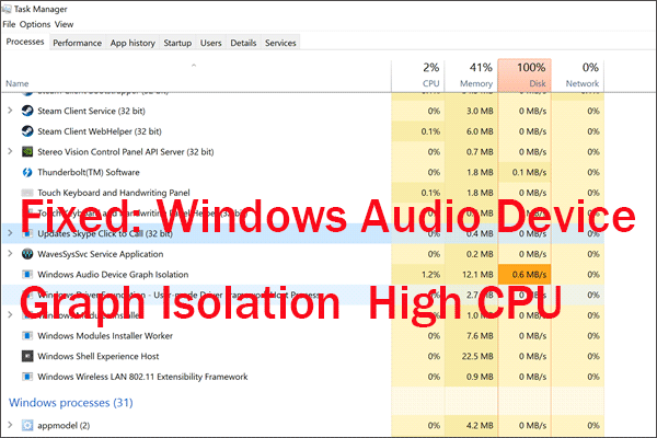 Fixed: Windows Audio Device Graph Isolation High CPU