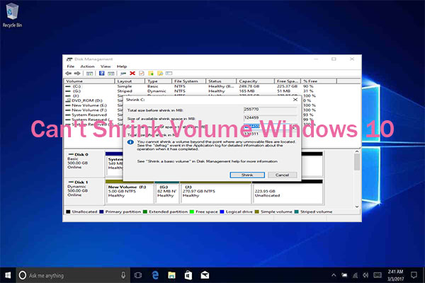 Can't Shrink Volume on Windows 10! Here Are Solutions!