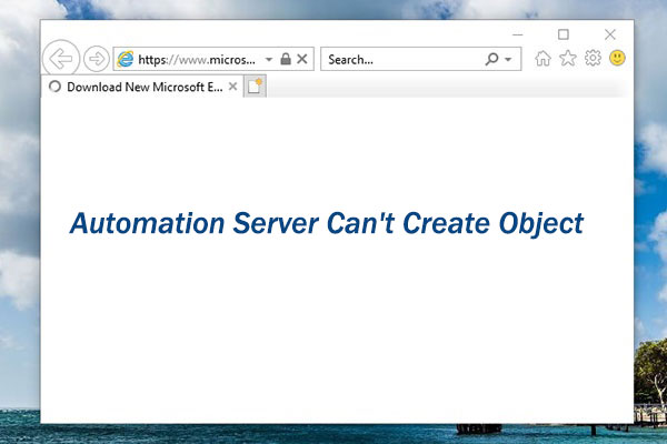 Automation Server Can't Create Object on Windows 10