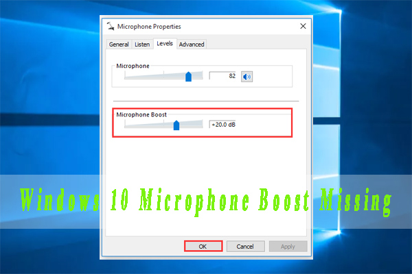 windows 10 microphone boost not showing