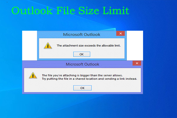 outlook message file size limit