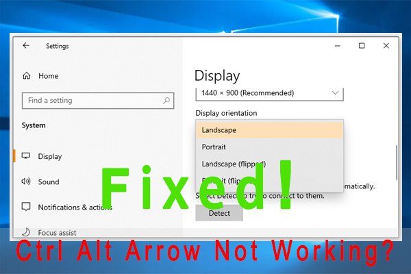 ctrl alt arrow key not working