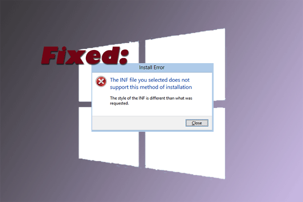 The INF File Does Not Support This Method of Installation Error