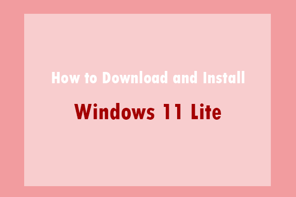 How to Download and Install Windows 11 Lite [A Full Guide]