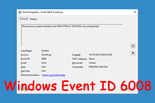 [4 Methods] How to Fix Event ID 6008 in Windows 10/11?
