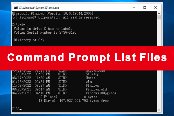CMD List Files: How List Files in Command Prompt Windows - MiniTool Partition Wizard