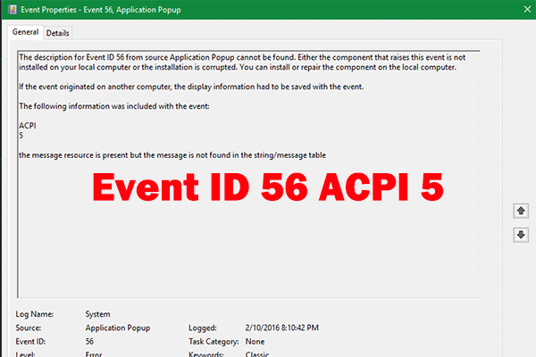 How to Fix the Application Popup error Event ID 56 ACPI 5?