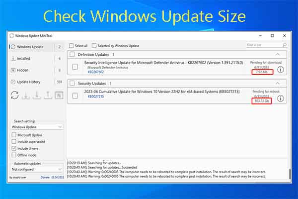 Check Windows Update Size Before You Download the Update