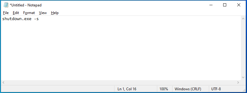 type command in the Notepad window