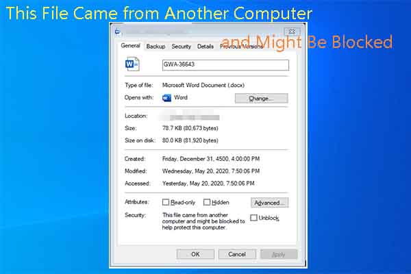This File Came from Another Computer and Might Be Blocked [Fixed]