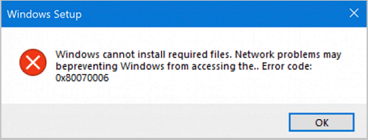 Windows installation error 0x80070006