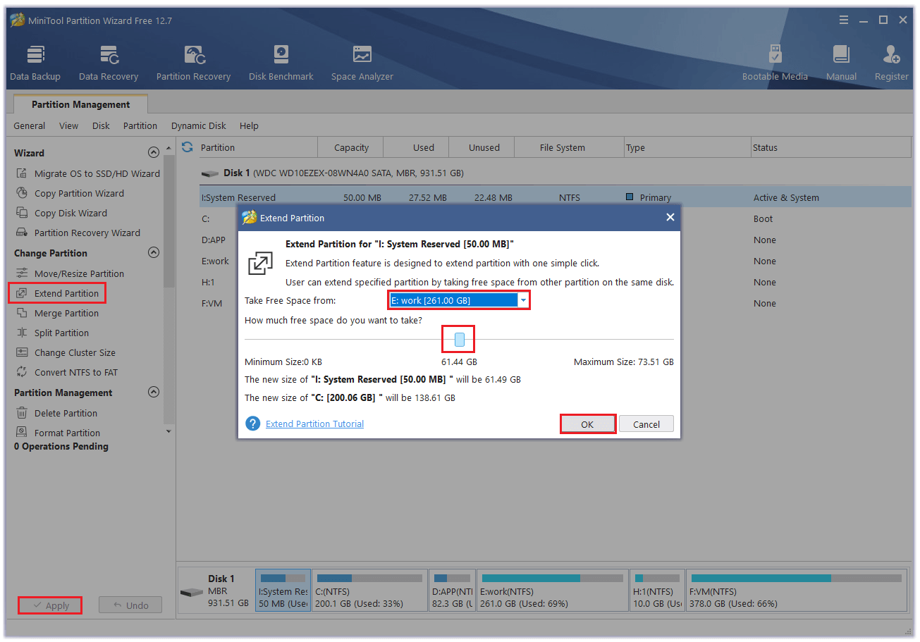 extend the system reserved partition