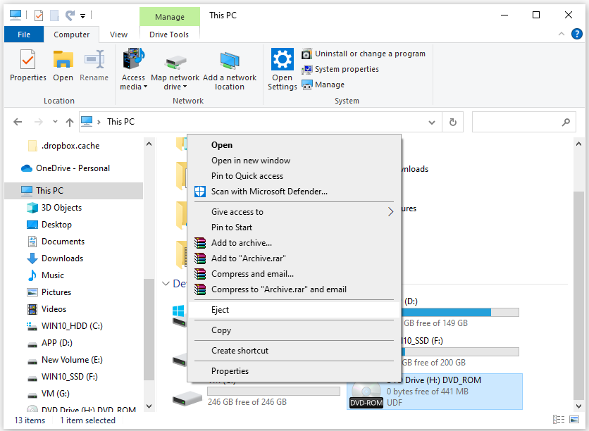 cannot delete iso file because it is open in system