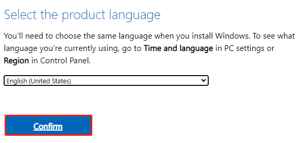 select Windows 11 install language