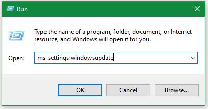 open Windows Update via the Run box