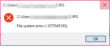1073545193 file system error