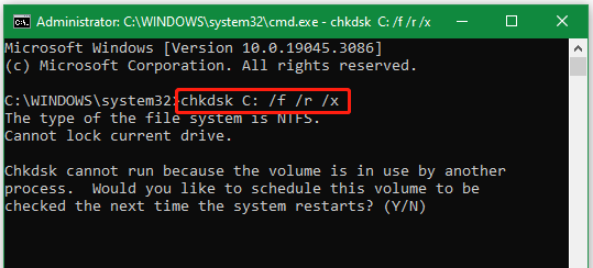 check hard drive using CHKDSK in CMD