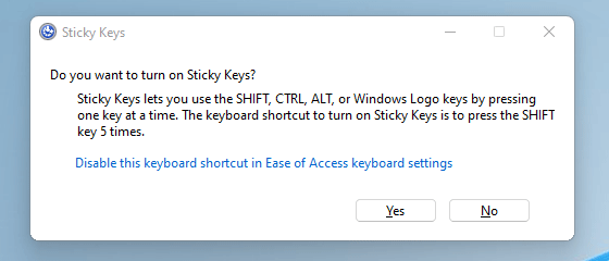 do you want to turn on Sticky Keys