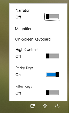 turn off Sticky Keys on the sign-in screen