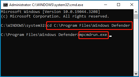 Run MpCmdRun.exe