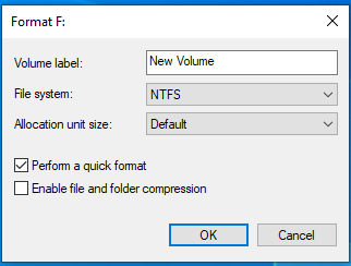 format a volume in Disk Management