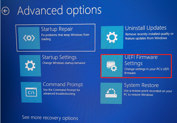 click UEFI Firmware Settings
