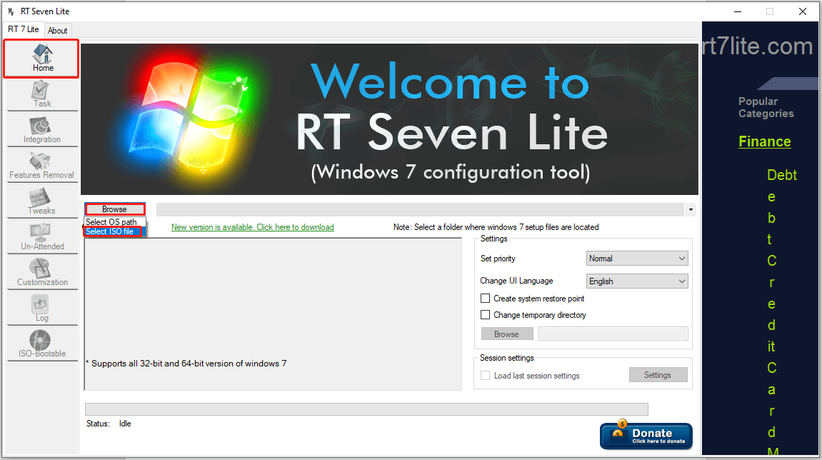 select ISO file