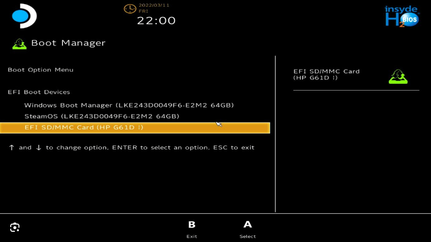 Boot Steam Deck từ USB