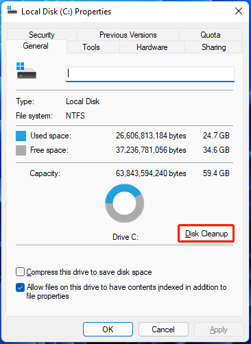click Disk Cleanup