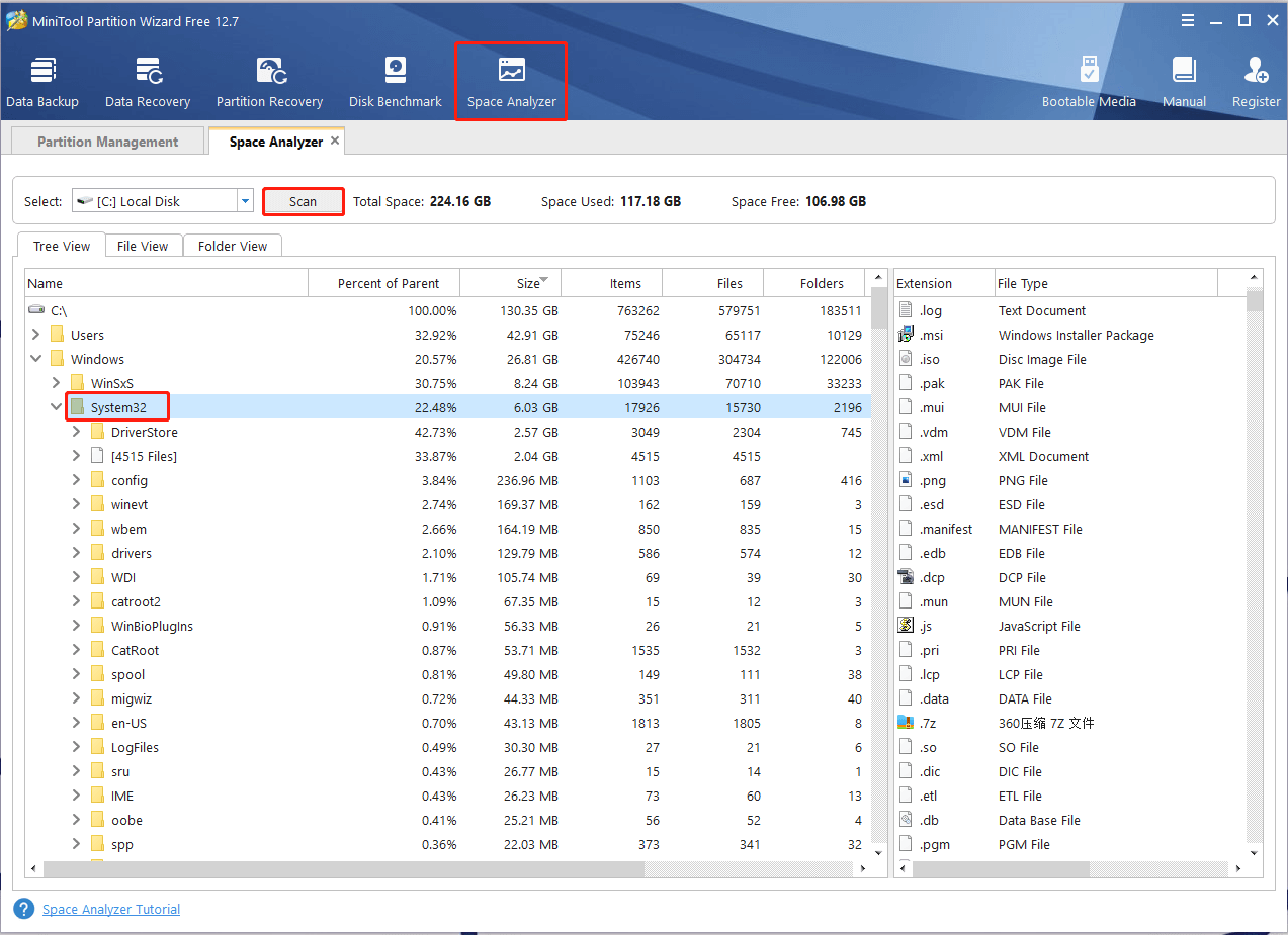 run Disk Analyzer using MiniTool