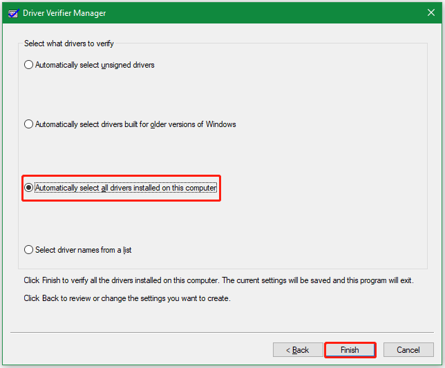 Automatically select all drivers installed on this computer