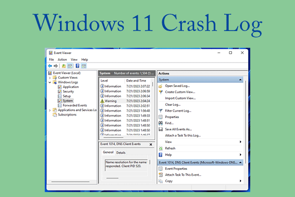 crash log windows 11