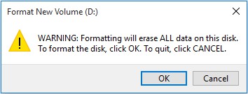 confirm you want to format