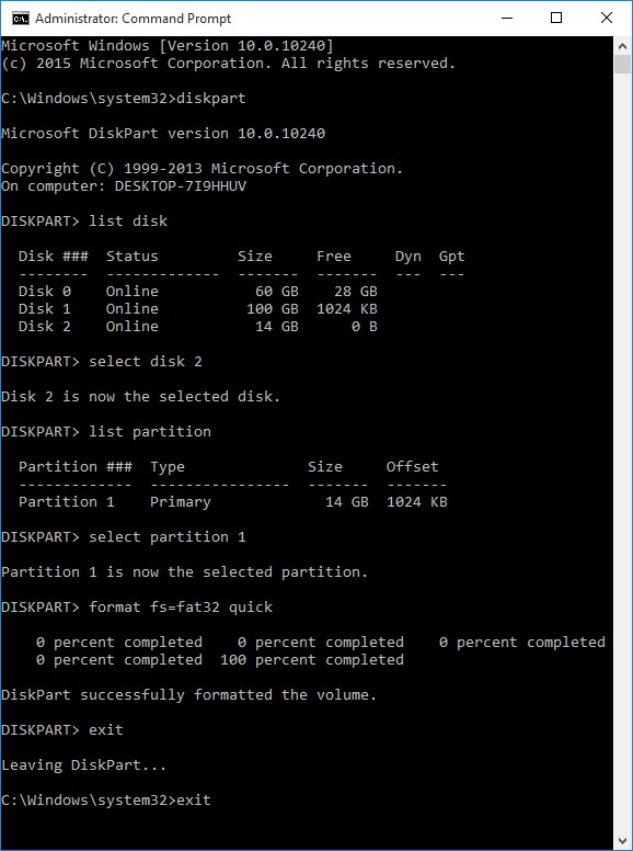 format partition in CMD