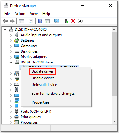 Select Update driver