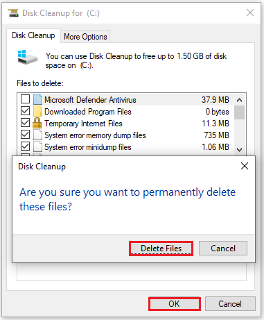 click Delete Files