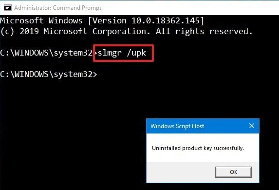 uninstall the Windows product key