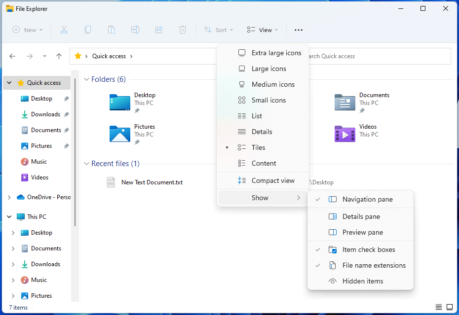 show file extension Windows 11