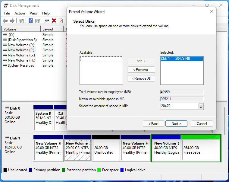 Disk Management extend a partition