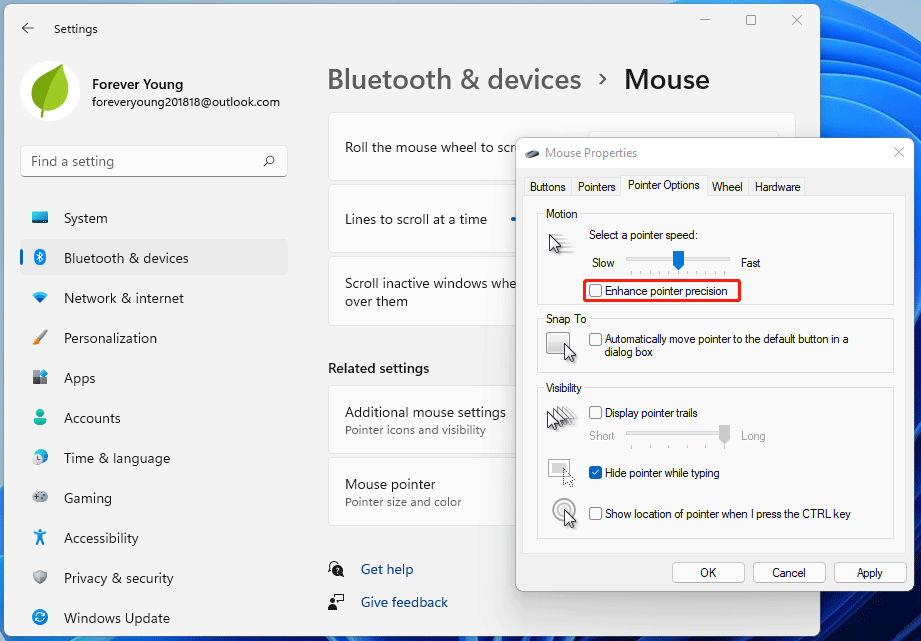turn off Mouse Acceleration Windows 11