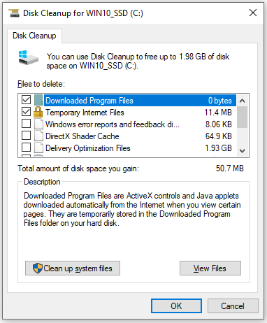 the steps to run Disk Cleanup tool