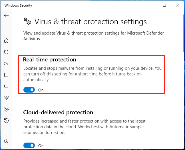 disable Real time protection