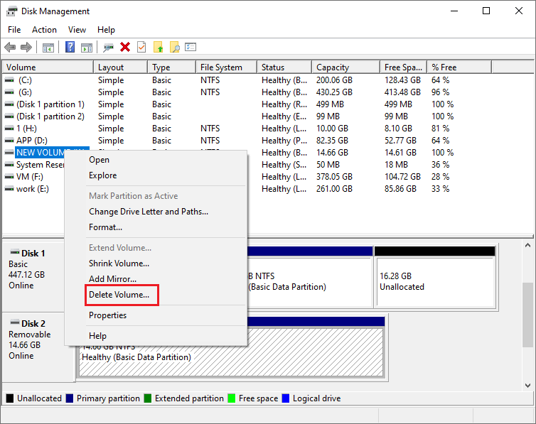 delete partitions on SD card