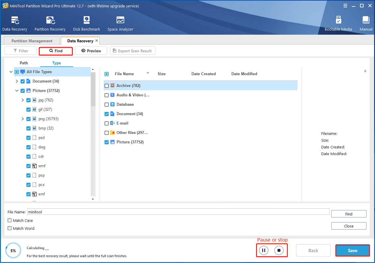select Files to save