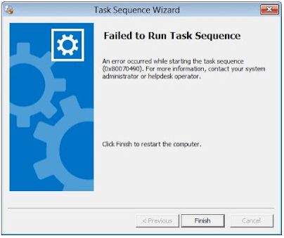 SCCM task sequence failed error 0x80070490