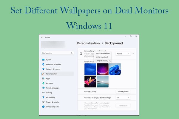 How To Set Different Wallpapers On Dual Monitors Windows 11
