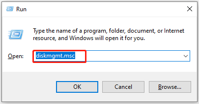 open Disk Management from Run window