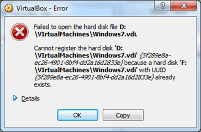 VirtualBox failed to open the hard disk file